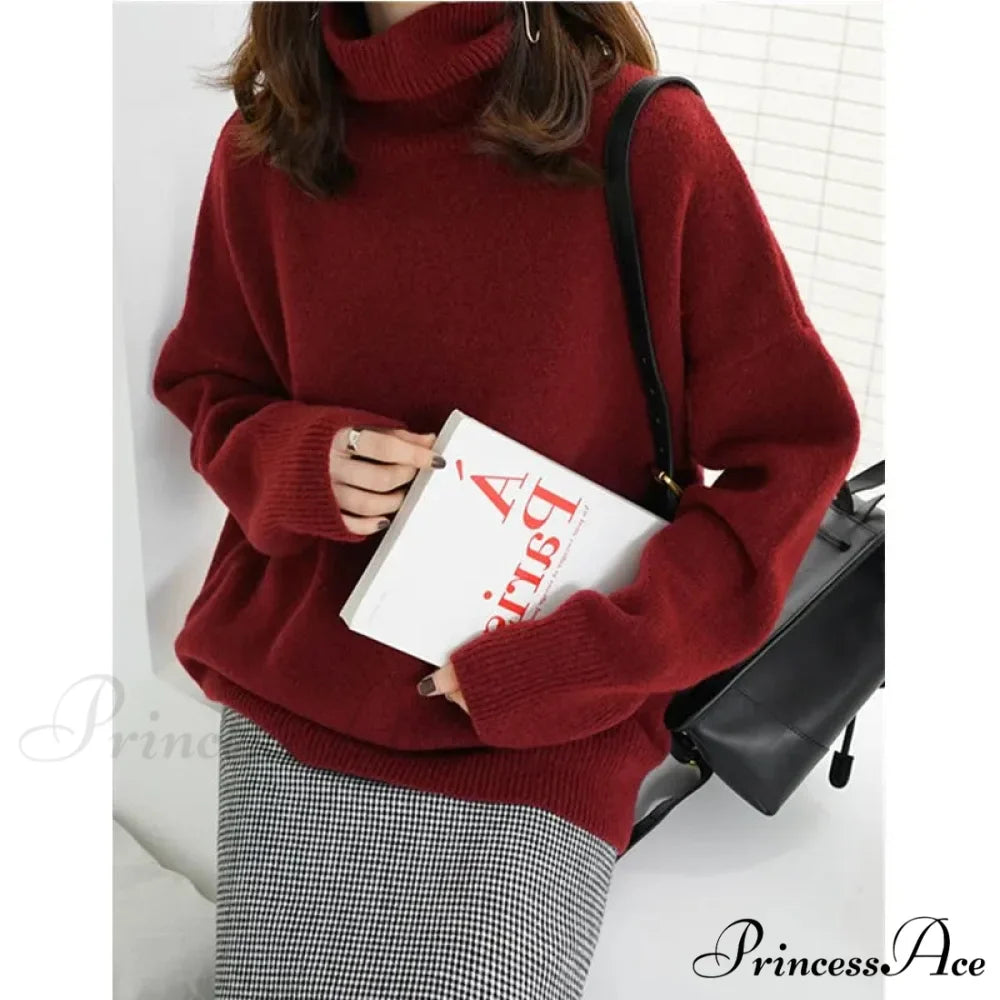 High-necked  Wool  Enlarged Jumper