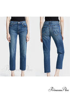 High Quality MO Zipper Women's Straight High Waist Fashion Female Ankle-length Denim 2024 Fall Winter Jean