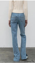 High Quality Women Spring and Autumn All-match Side Slit Straight High Waist Bootcut Jean