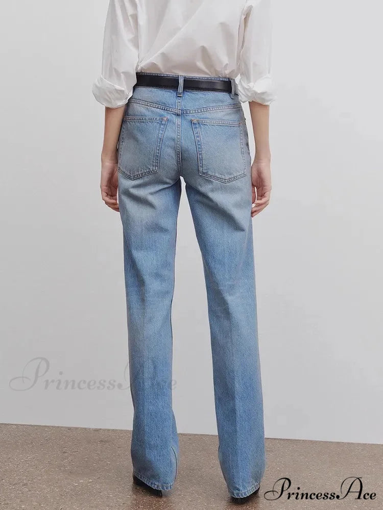 High Quality Women High-waisted All-match Light-colored Mopping Loose Straight-leg Spring and Summer New Jean