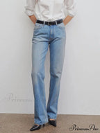 High Quality Women High-waisted All-match Light-colored Mopping Loose Straight-leg Spring and Summer New Jean