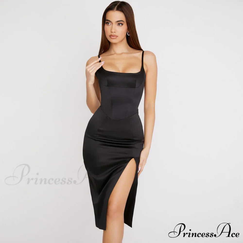 High Slit Sleeveless Trendy Mini Dress - Silver