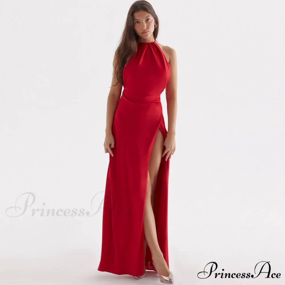 High Split Sleeveless Evening Modern Maxi Dress - Black