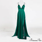 High Splits Red Satin Night Club Party Dress