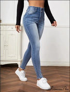 High Stretch Ripped Casual Fashion Elastic Waist Skinny Slim Autumn Jean