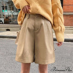 High Waist Bermuda Faux Leather Shorts