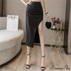High Waist Black Slit Skirts