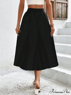 High Waist Button Detail Plisse A-line Skirt