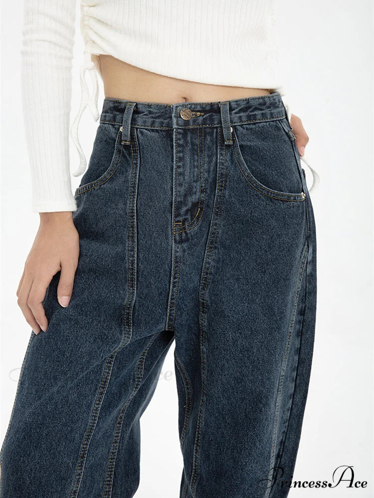 High Waist Demin Dark Blue Jeans