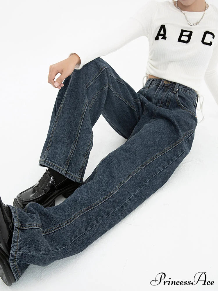 High Waist Demin Dark Blue Jeans