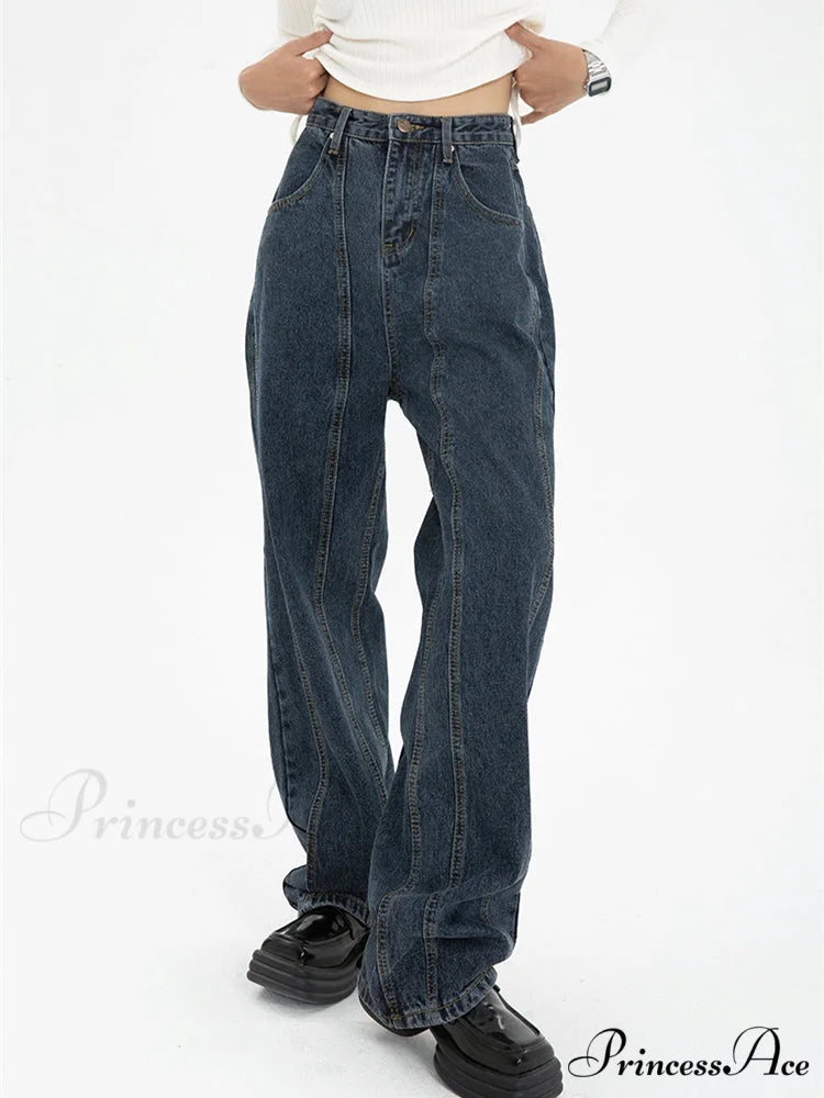High Waist Demin Dark Blue Jeans