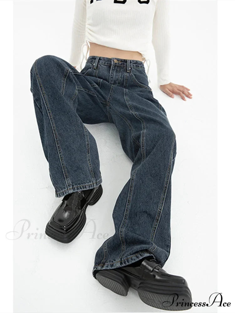 High Waist Demin Dark Blue Jeans