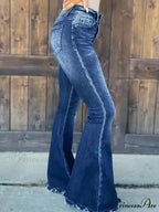 High Waist Flare Women's Pocket Casual Boot-cut Trouser Straight Slim-fit Flared Jean