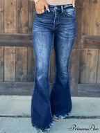 High Waist Flare Women's Pocket Casual Boot-cut Trouser Straight Slim-fit Flared Jean