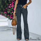 High Waist Pocketed Straight Leg Flare Jeans