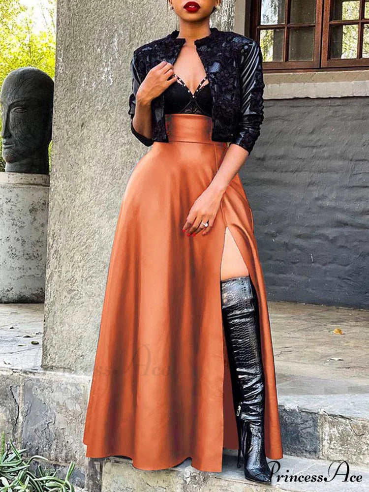 High Waist Seamed Trim Modern Vegan Mini Skirt - Green