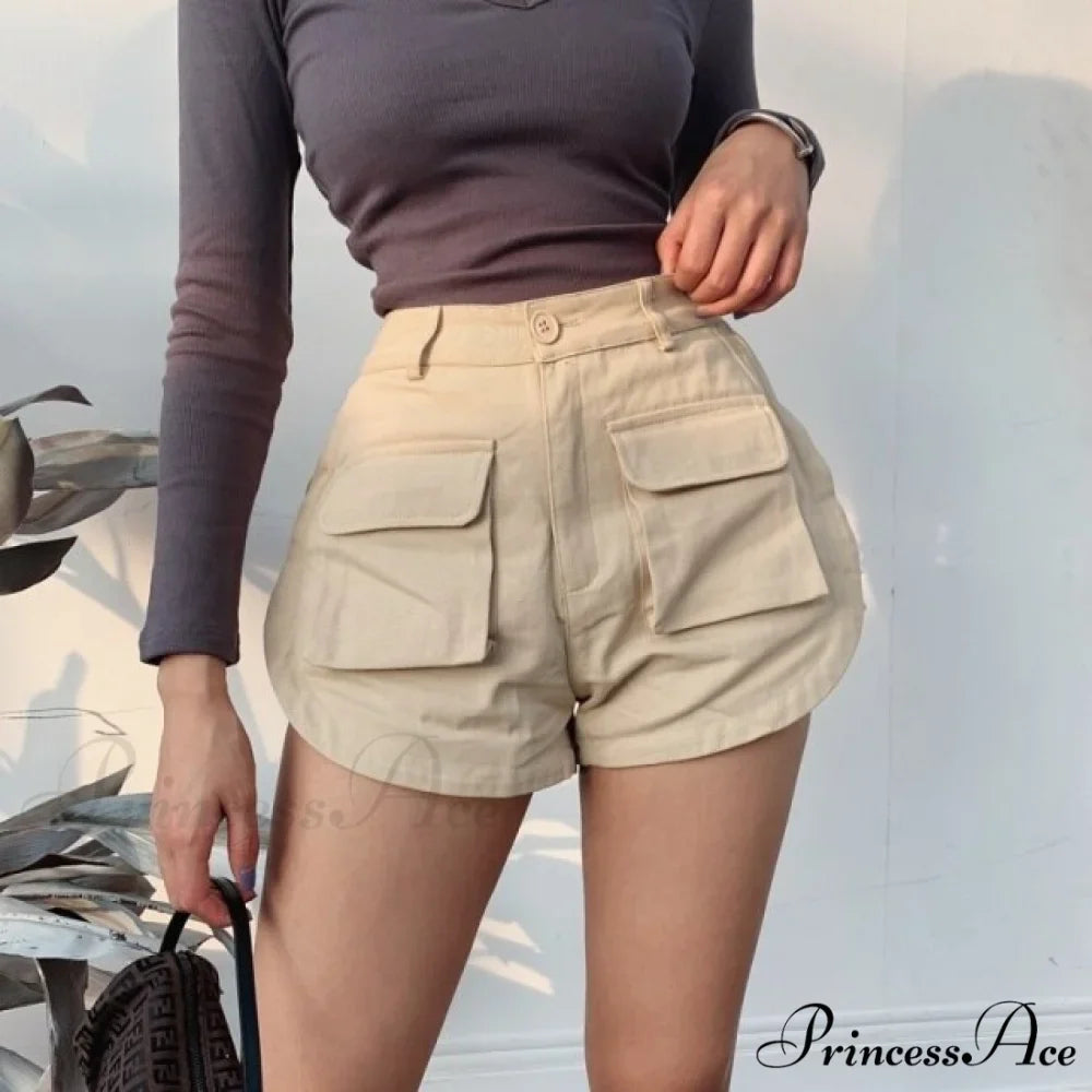 High Waist Slim Curved Split Design Short