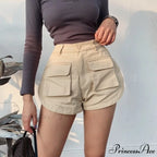 High Waist Slim Curved Split Design Short