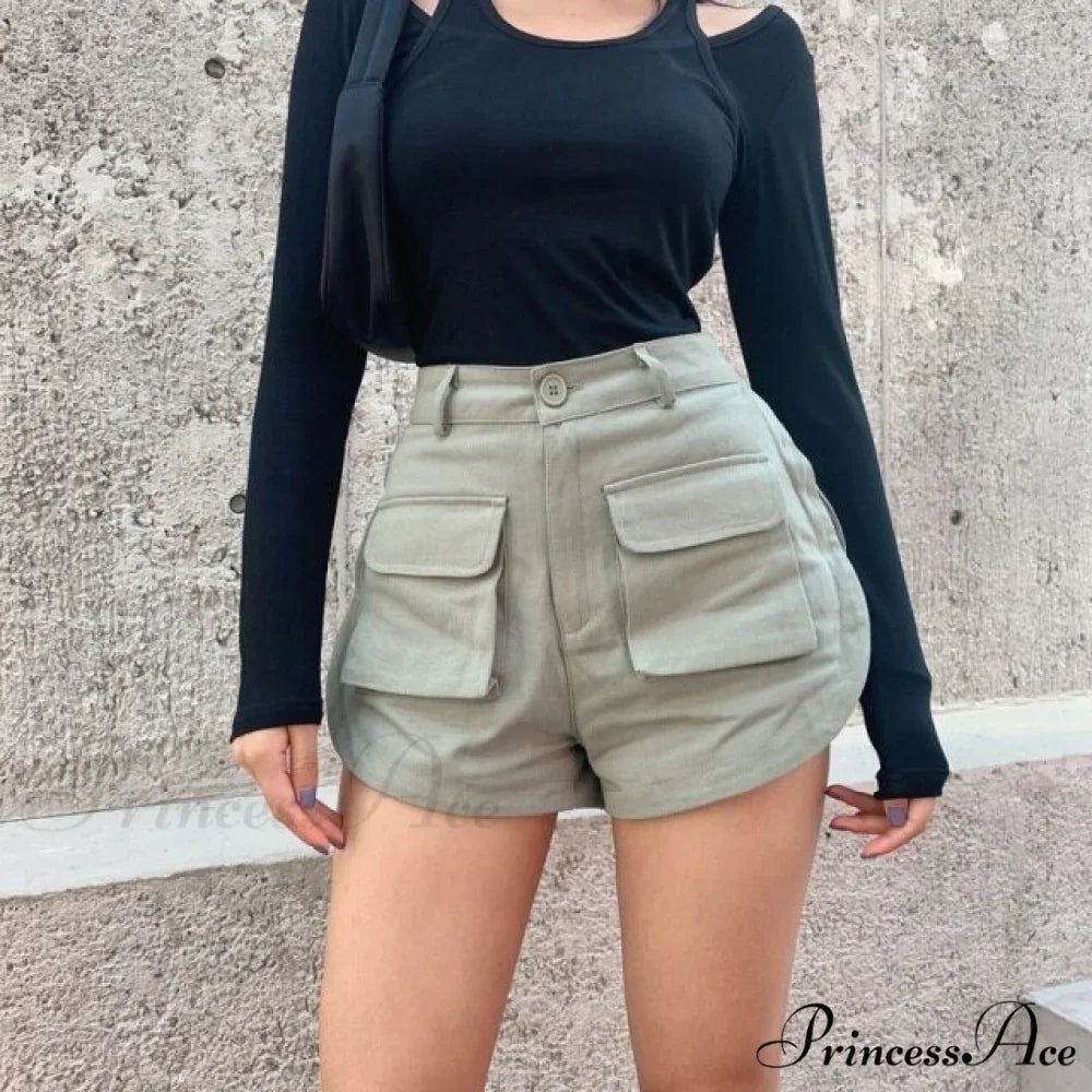 High Waist Slim Curved Split Design Short