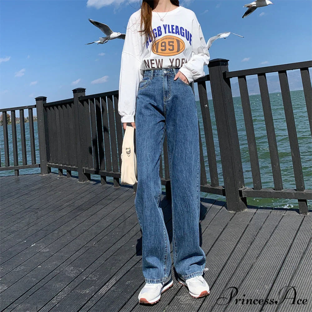 High Waist Slouchy Black Straight Trouser