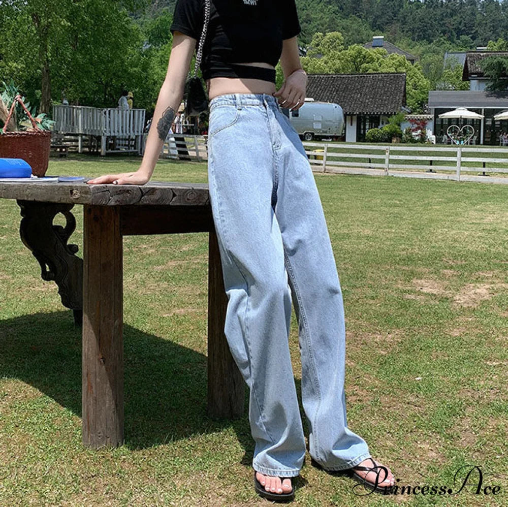 High Waist Slouchy Black Straight Trouser