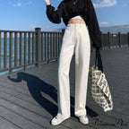 High Waist Slouchy Black Straight Trouser