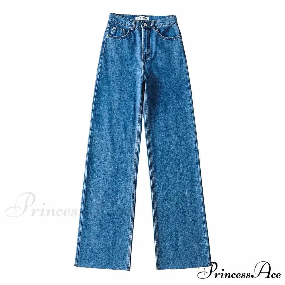 High Waist Slouchy Black Straight Trouser