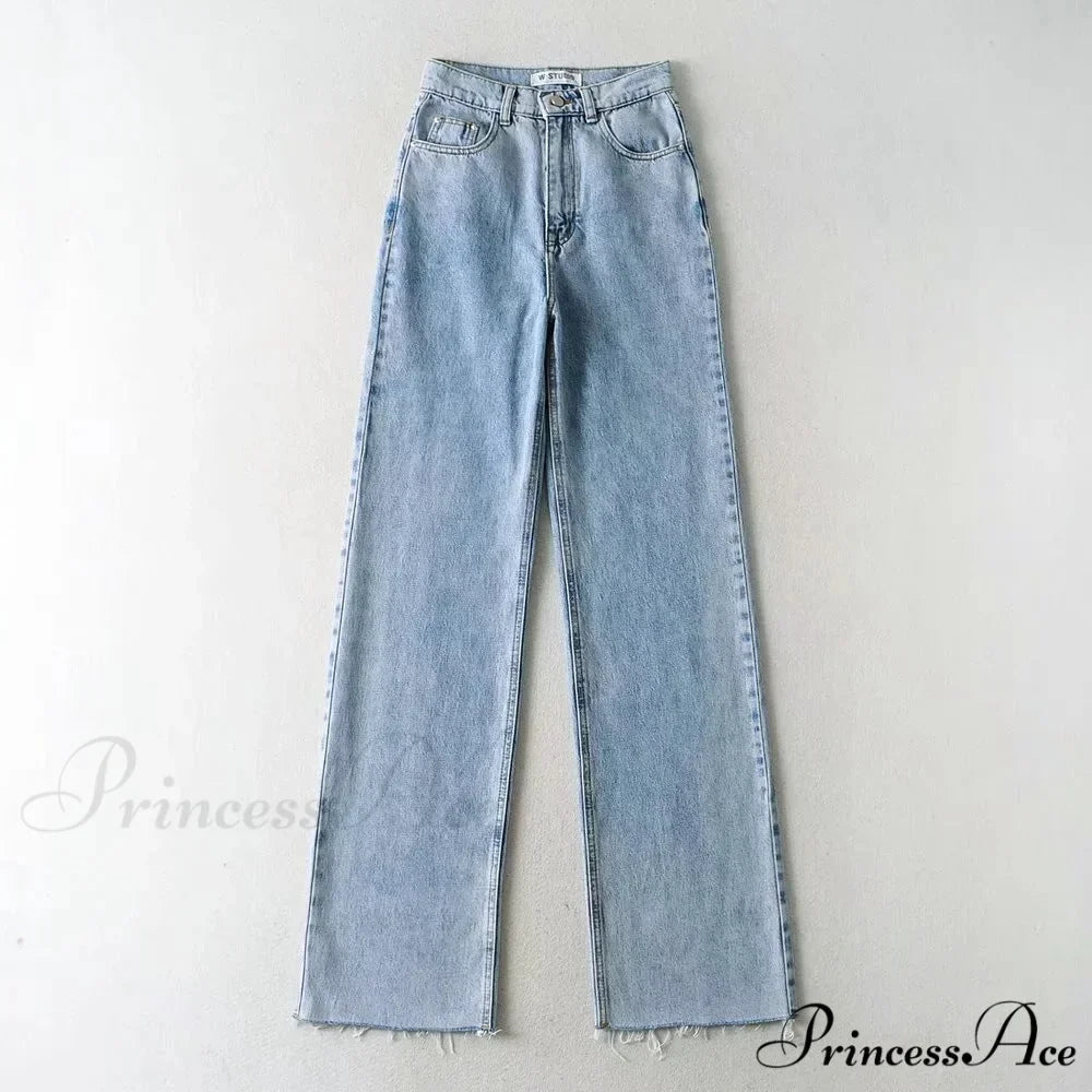 High Waist Slouchy Black Straight Trouser