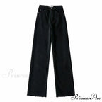 High Waist Slouchy Black Straight Trouser