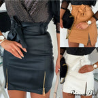 High Waist Split Office Mini Slim Skirt