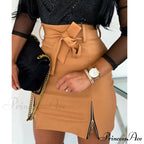 High Waist Split Office Mini Slim Skirt