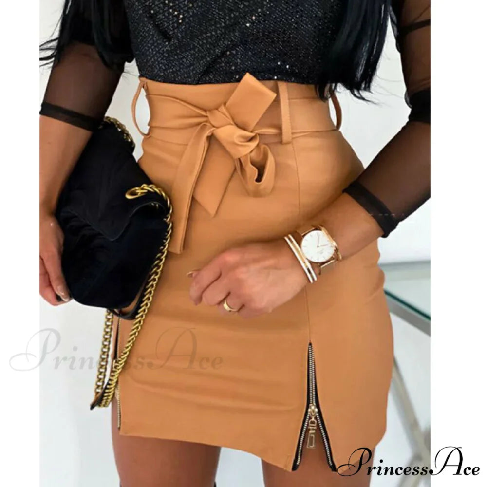 High Waist Split Office Mini Slim Skirt