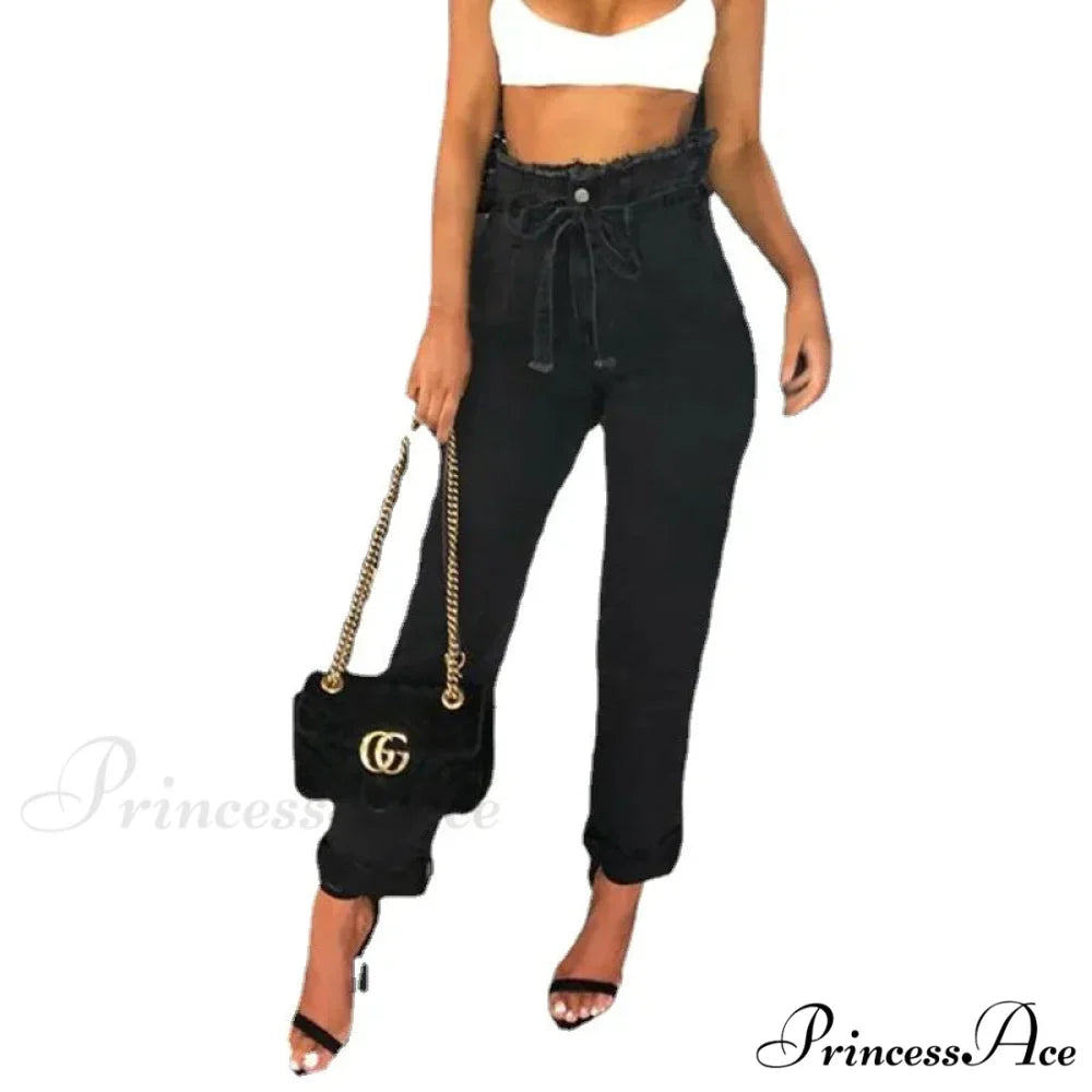 High Waist Women Streetwear Sexy Harem Stretch Mom Black Fashion Women Jean