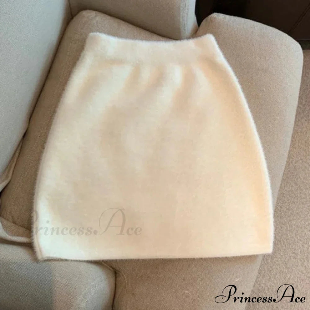 High Waist Woolen Mini Skirt