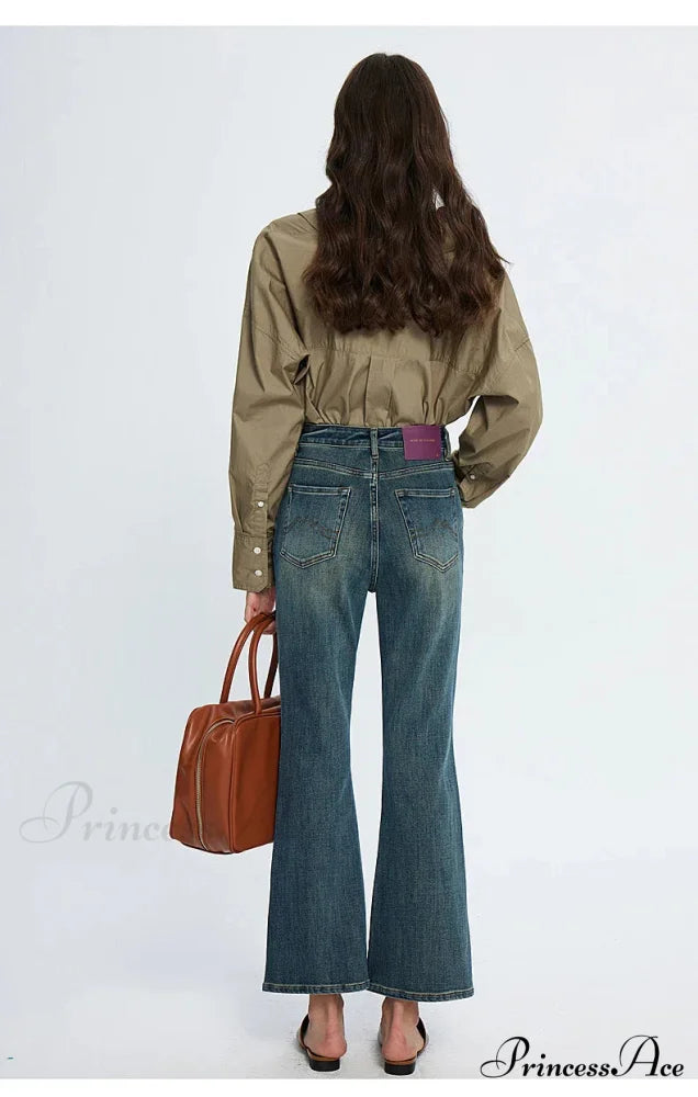 High Waisted Flare Skinny Strench Vintage Streetwear Denim 2024 Korean Fashion New Jean