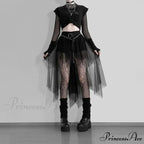High Waisted Irregular Net Yarn Summer Gothic Casual Sexy Clothes Skirt