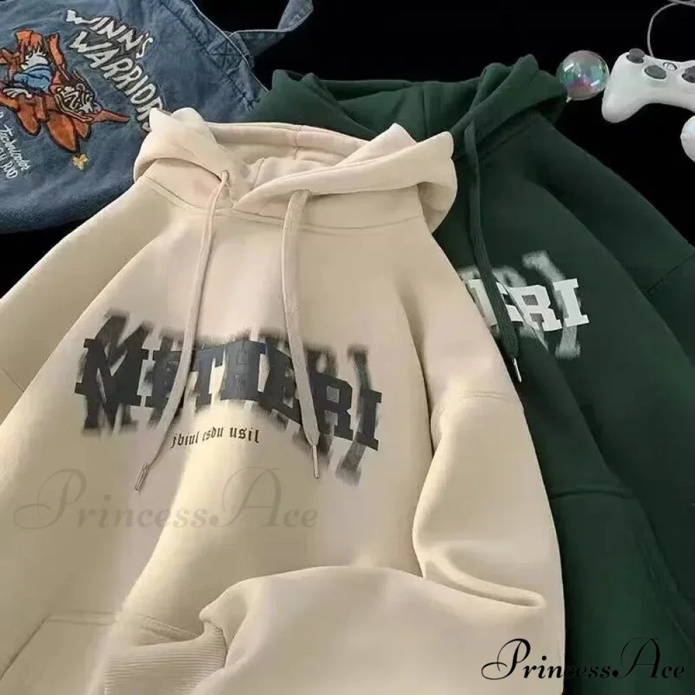 Hip Hop Correspondence Print Cotton Fleece Hoodie