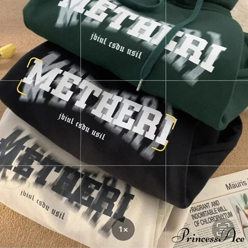 Hip Hop Correspondence Print Cotton Fleece Hoodie