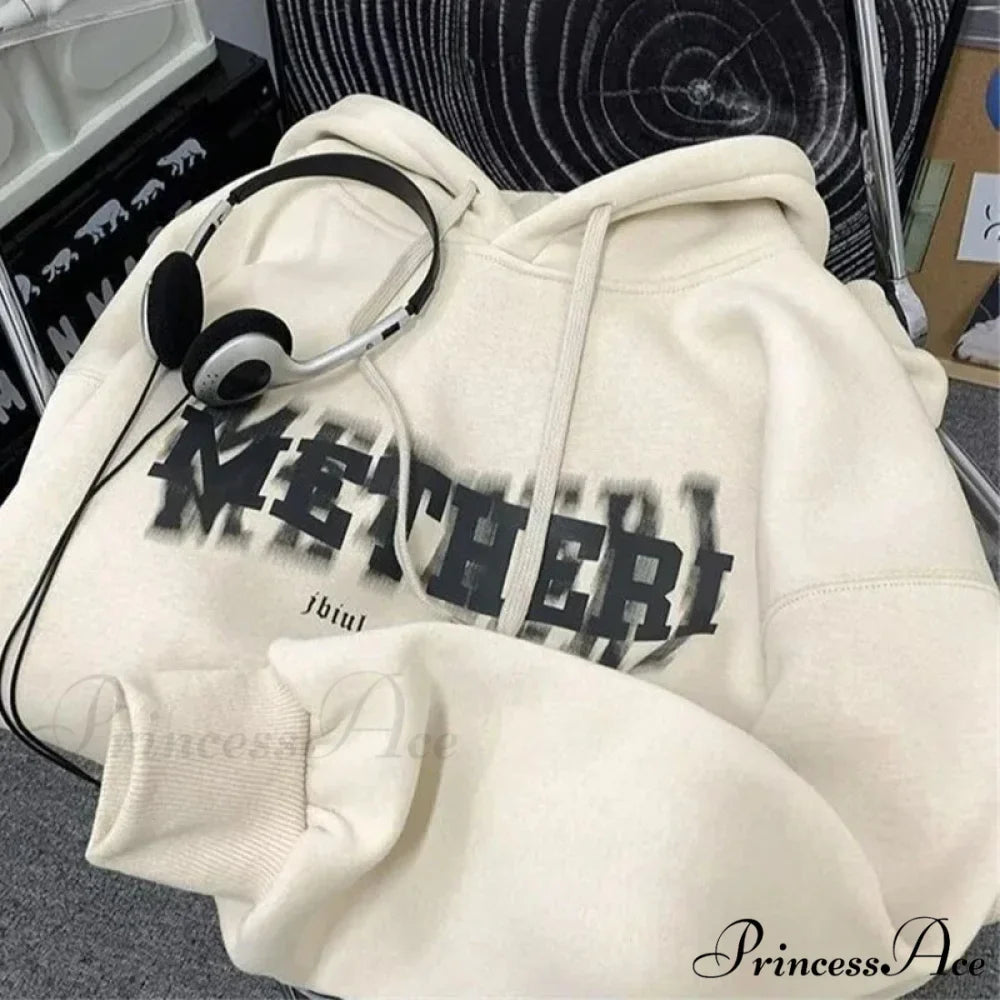 Hip Hop Correspondence Print Cotton Fleece Hoodie
