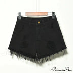 Hole Irregular Large Size Denim Shorts