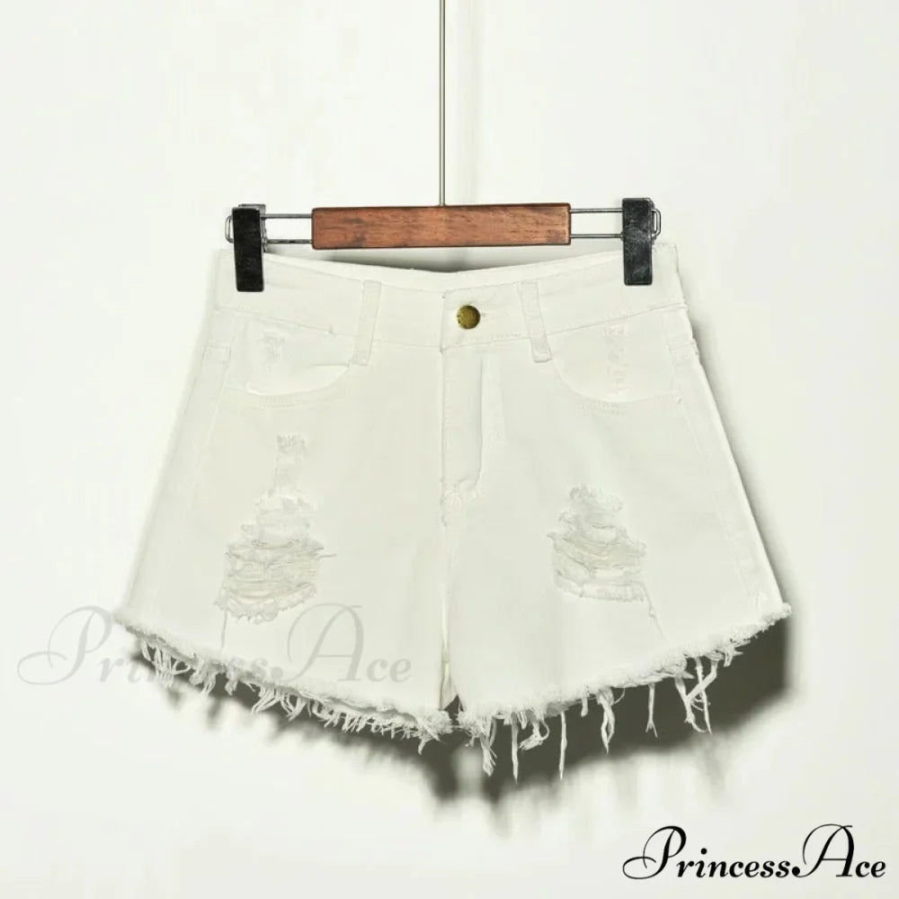 Hole Irregular Large Size Denim Shorts