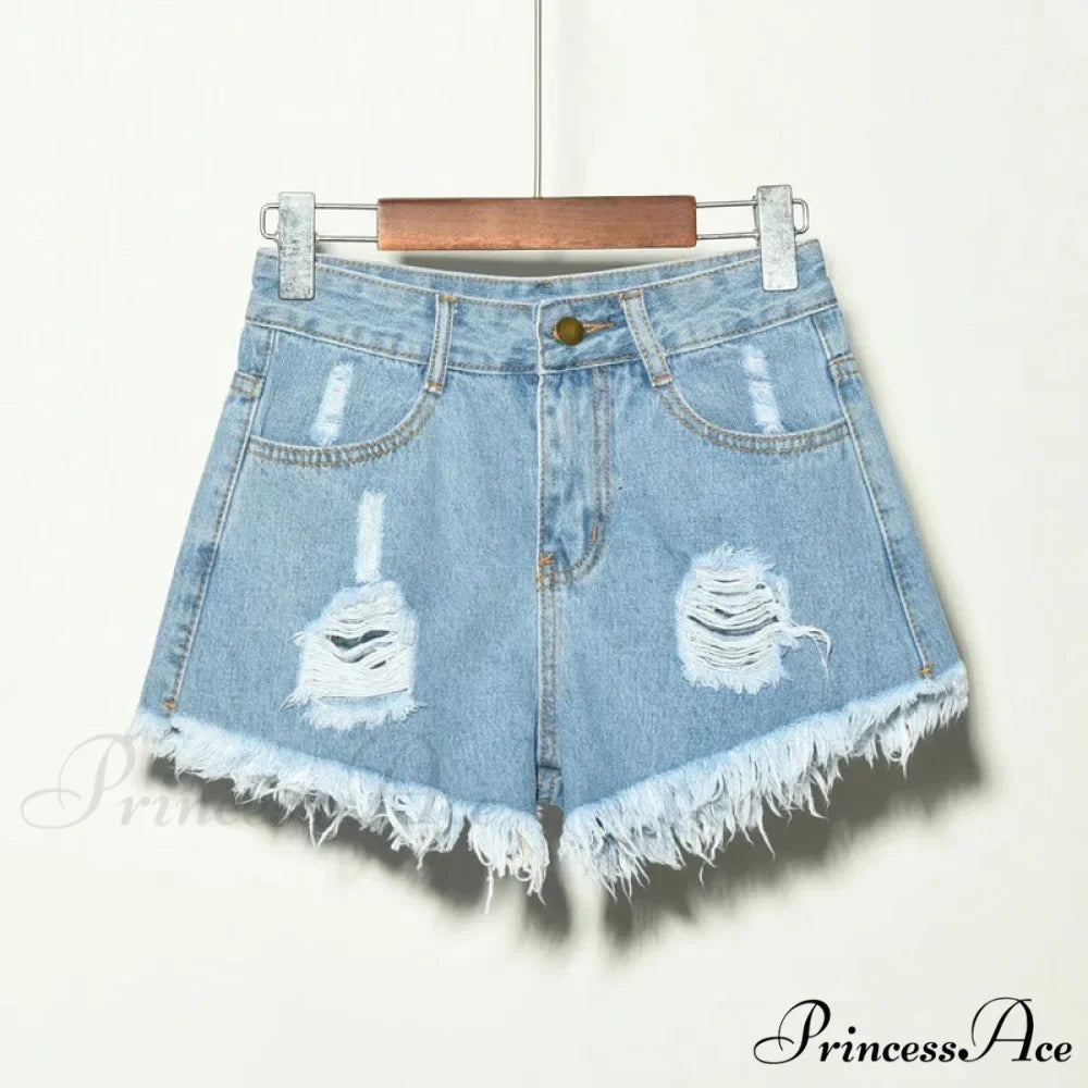 Hole Irregular Large Size Denim Shorts