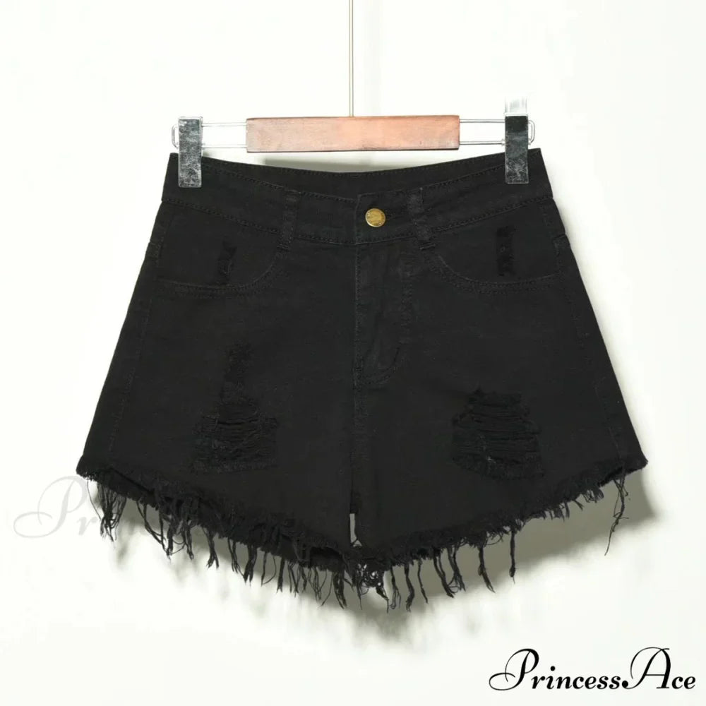Hole Irregular Large Size Denim Shorts