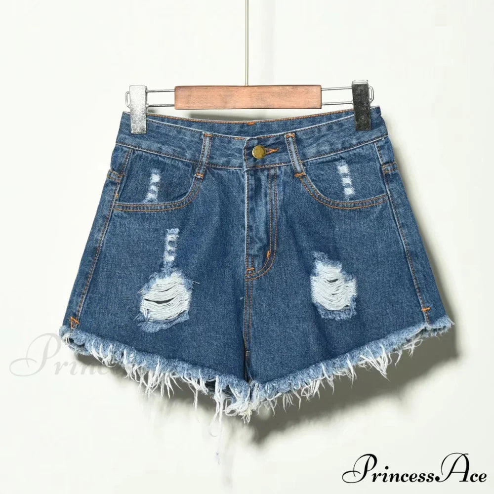 Hole Irregular Large Size Denim Shorts