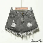 Hole Irregular Large Size Denim Shorts