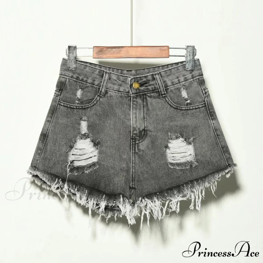 Hole Irregular Large Size Denim Shorts