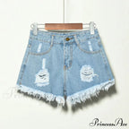 Hole Irregular Large Size Denim Shorts