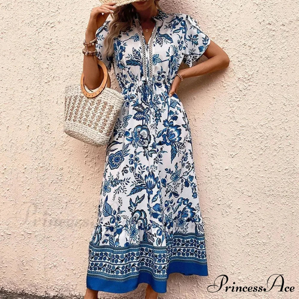 Holiday Style Flower Pattern Dress