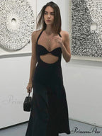 Hollow Backless Slim Sleeveless Party-ready Bandaged Evening Midi Dress