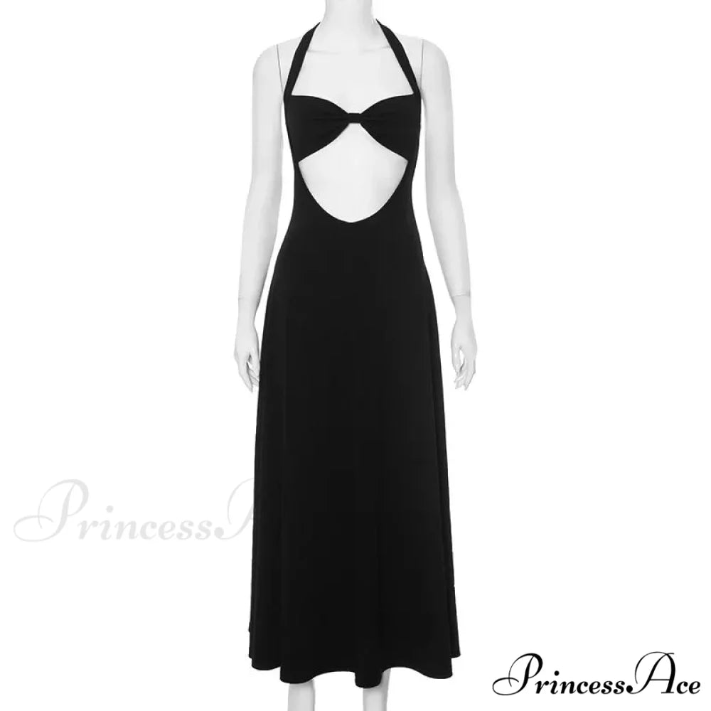 Hollow Backless Slim Sleeveless Party-ready Bandaged Evening Midi Dress